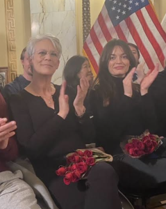 Jamie Lee Curtis (left) and Emma Mackey (right) are starring in the movie currently being filmed in RI. PHOTO: GoLocalProv